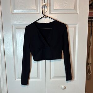 Black Long Sleeve Crop Top